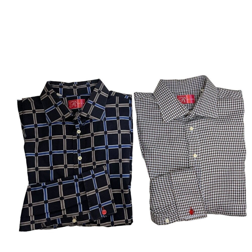 Rufus French Cuff Long Sleeve Dress Shirt Men's Big&Tall XXXL Flip Cuff Hipster